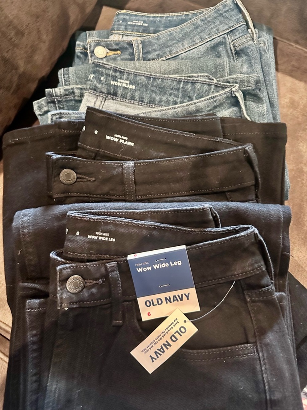 LOT OF 4- Old Navy Black and Light Blue Denim Wide Leg Jeans Bundle -REGULAR